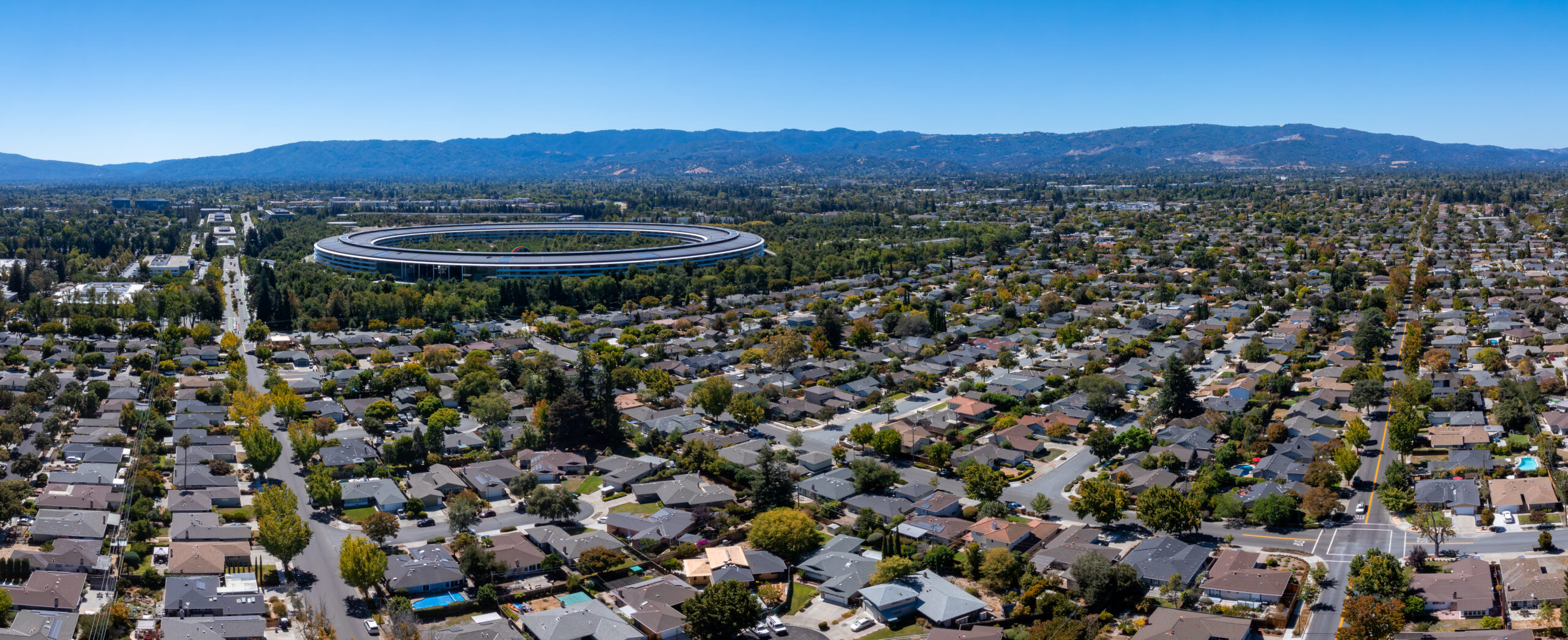 Aerial View of Apple Park Headquarters in Cupertino, California